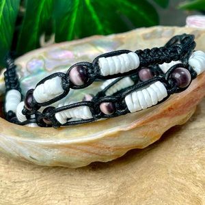 NEW PUKA Shell Purple Cats Eye Beads Necklace Choker Unisex Teens